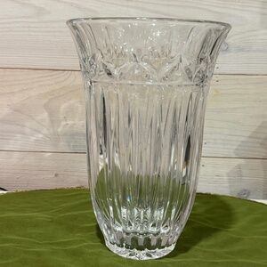 Vintage Handcrafted Tulip Garden Block Crystal Vase